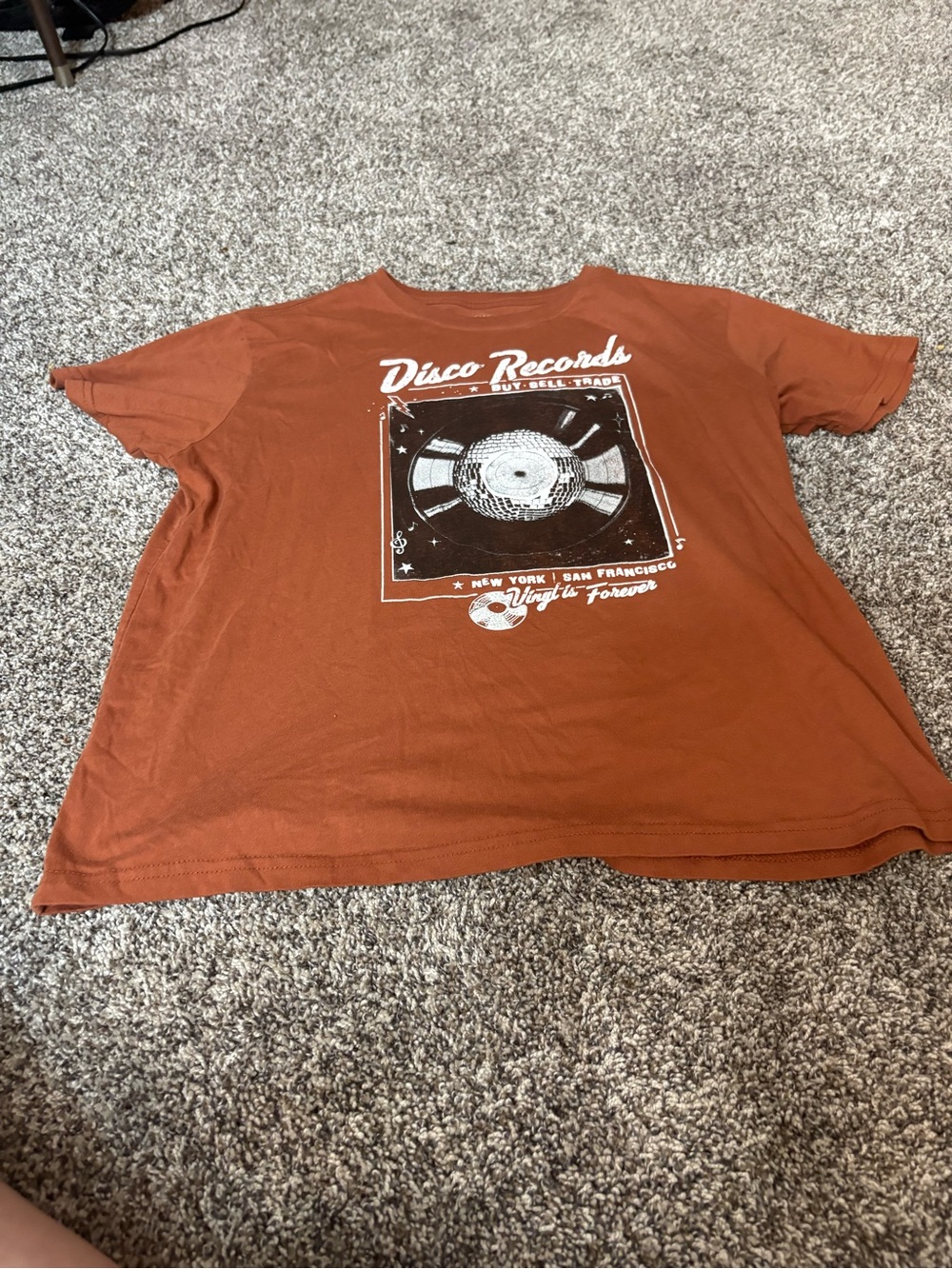 Mighty Fine Rust Orange 'Disco Records' Graphic Tee
